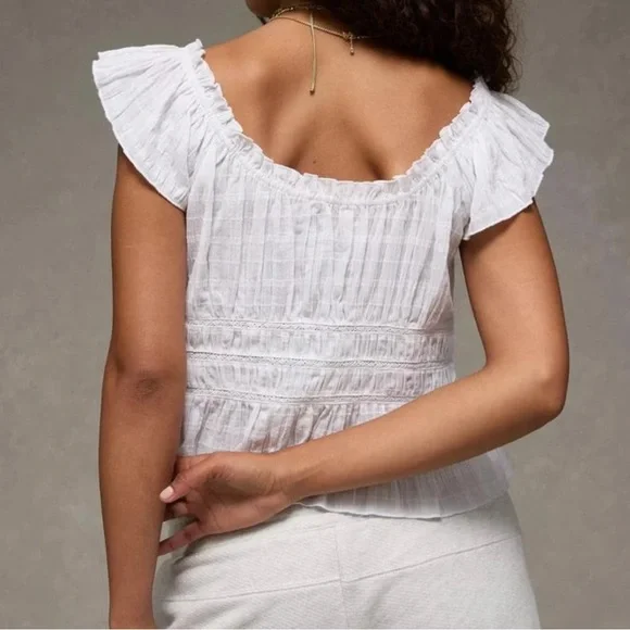 AE Ruched Flutter Sleeve Shirt - Picture 2 of 3